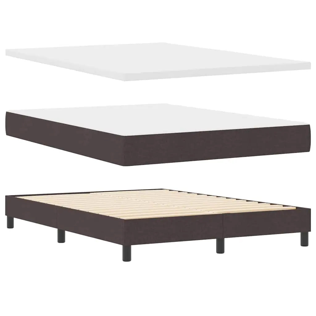 Lit à ressorts avec tête de lit Marron foncé 160 x 200 cm tissu - XIOS
