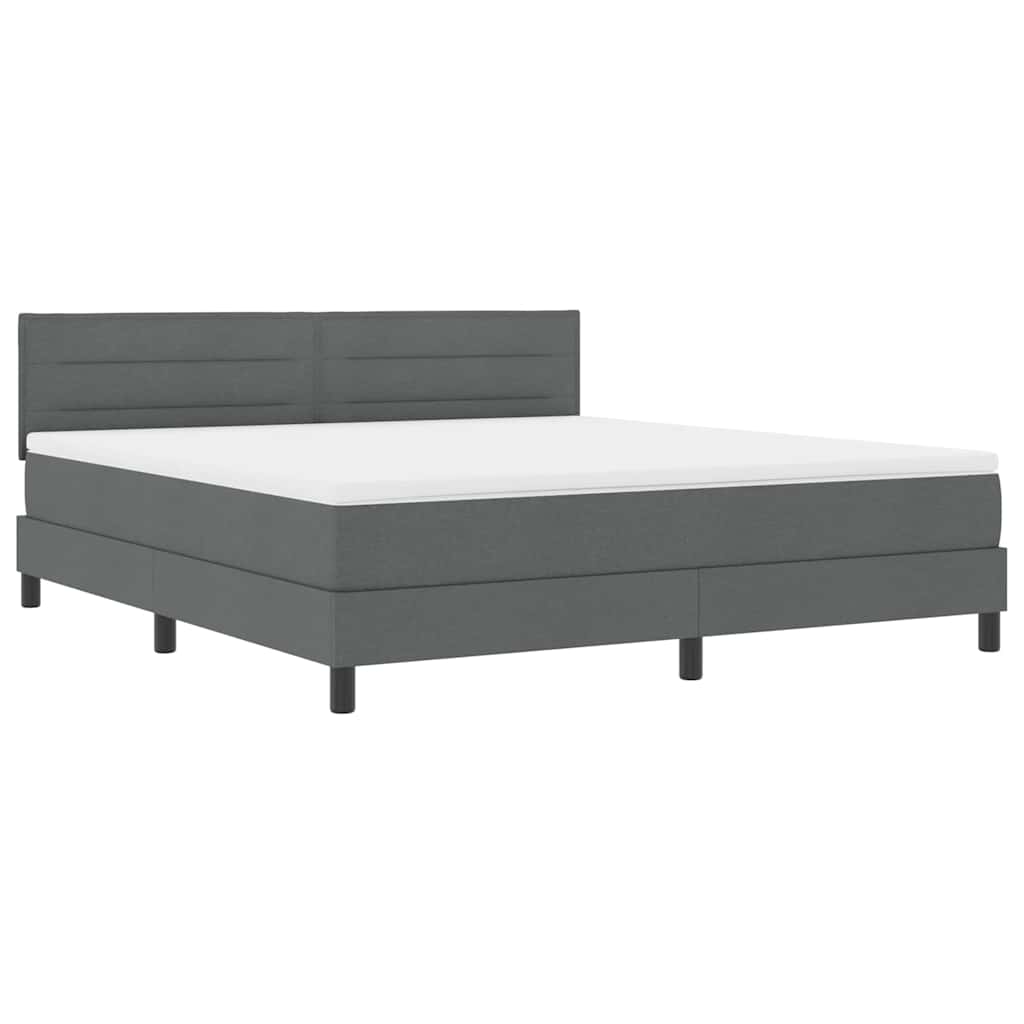 Lit à ressorts avec tête de lit Gris foncé 180 x 200 cm tissu