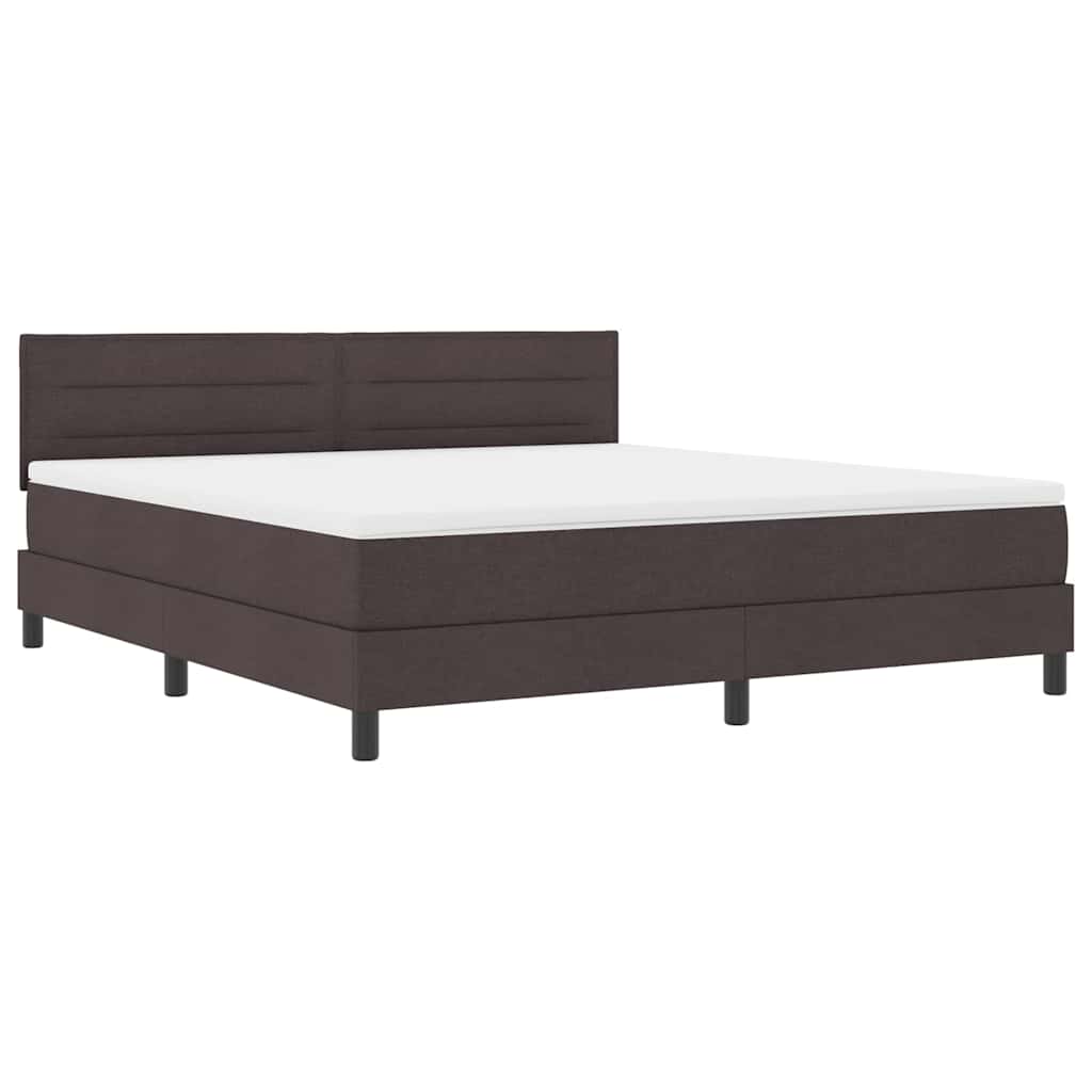Lit à ressorts avec tête de lit Marron foncé 180 x 200 cm tissu