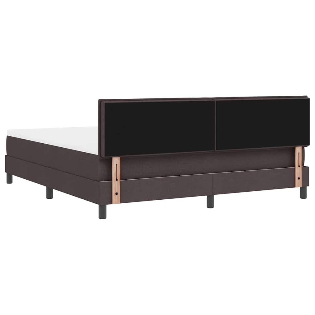 Lit à ressorts avec tête de lit Marron foncé 180 x 200 cm tissu