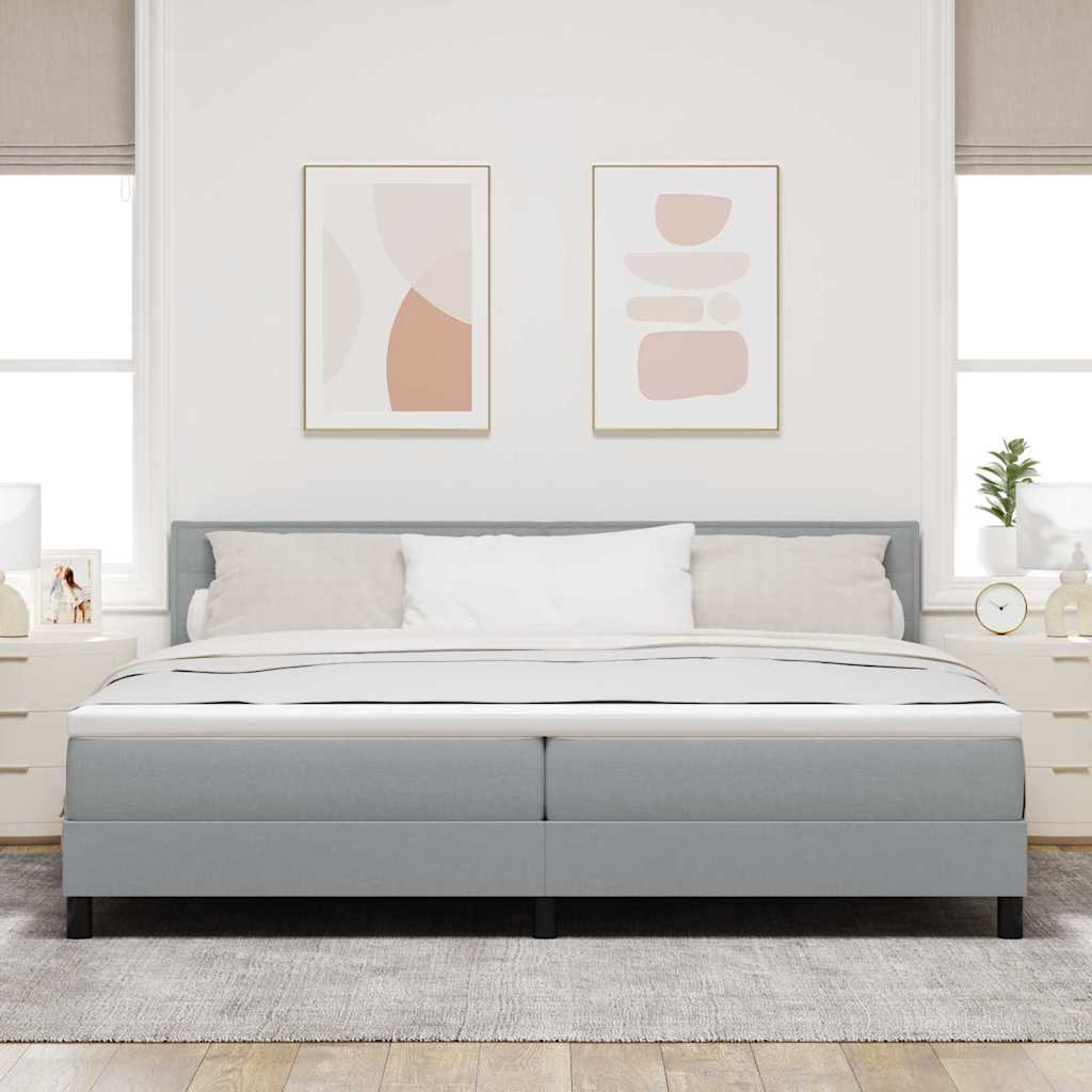 Lit à ressorts avec tête de lit Gris clair 200 x 200 cm tissu