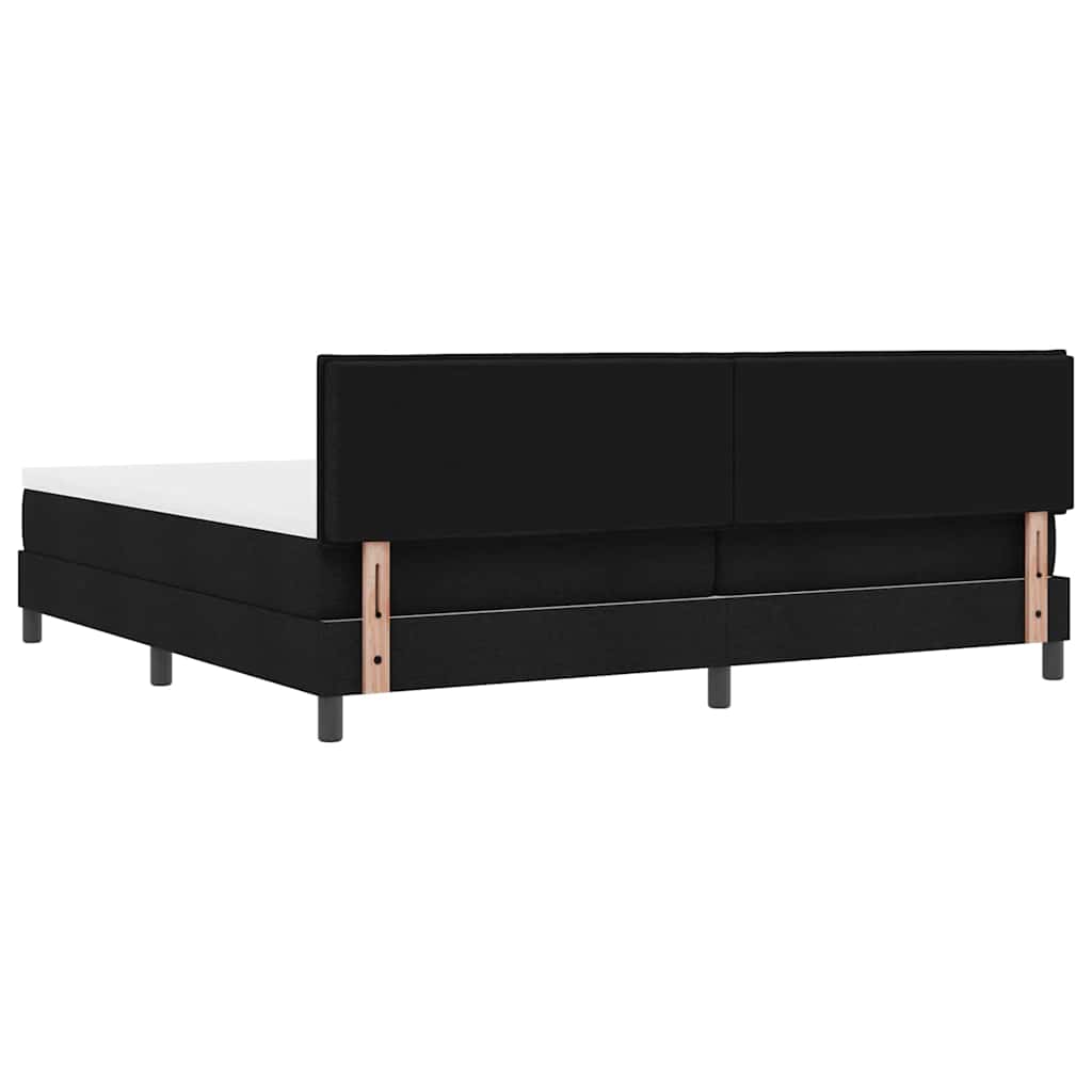 Lit à ressorts avec tête de lit Noir 200 x 200 cm tissu