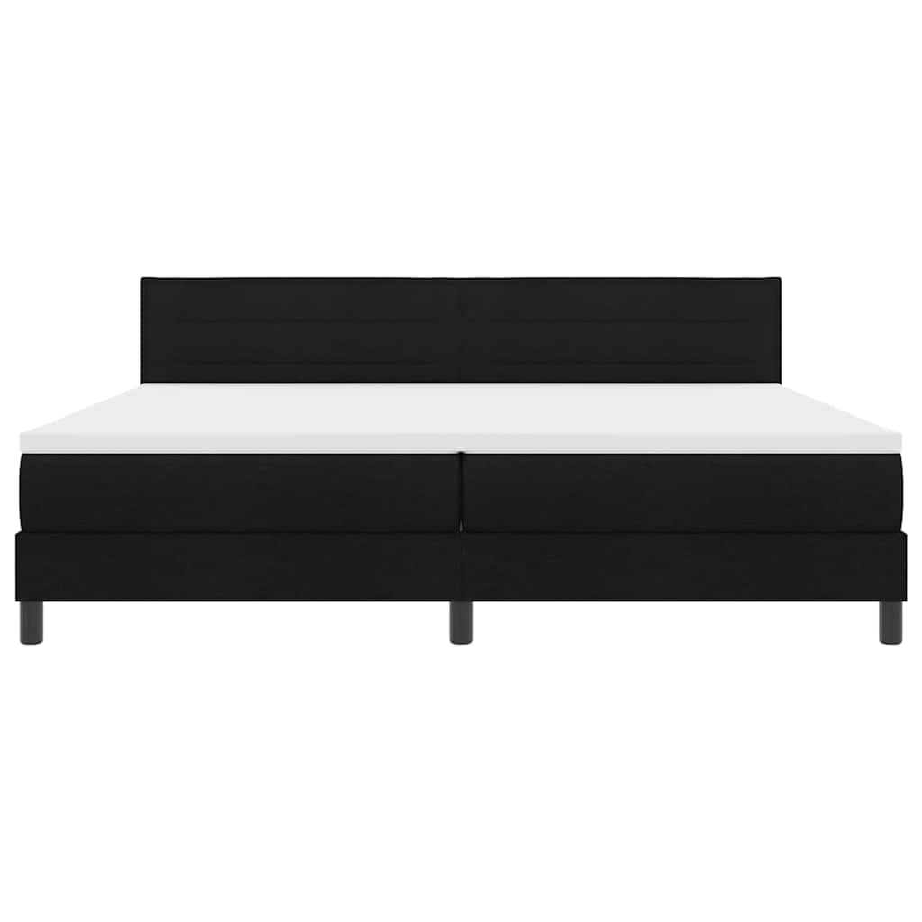 Lit à ressorts avec tête de lit Noir 200 x 200 cm tissu