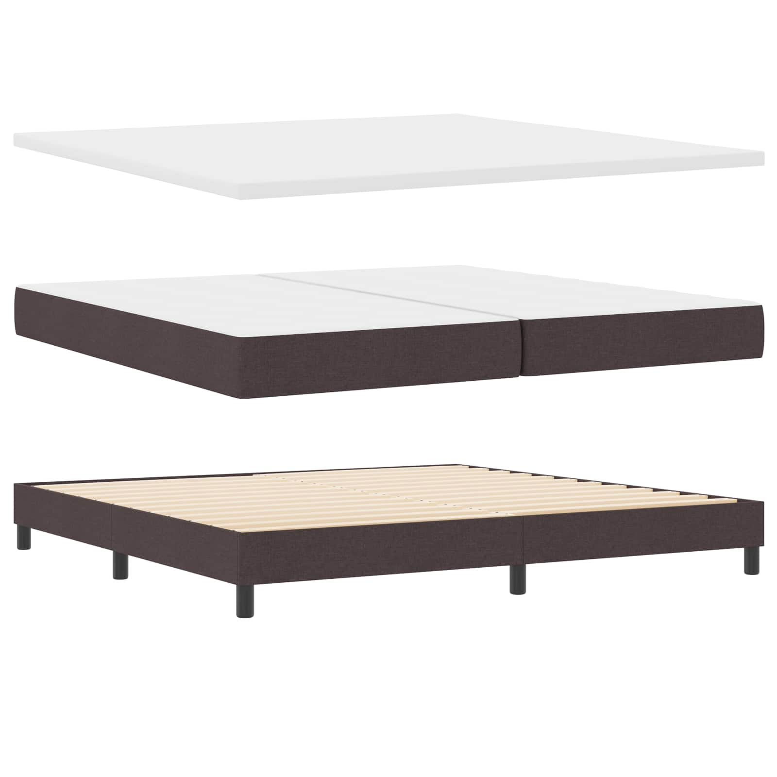 Lit à ressorts avec tête de lit Marron foncé 200 x 200 cm tissu - XIOS