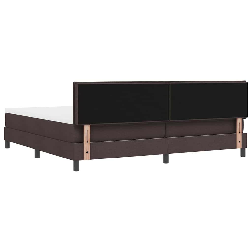 Lit à ressorts avec tête de lit Marron foncé 200 x 200 cm tissu - XIOS