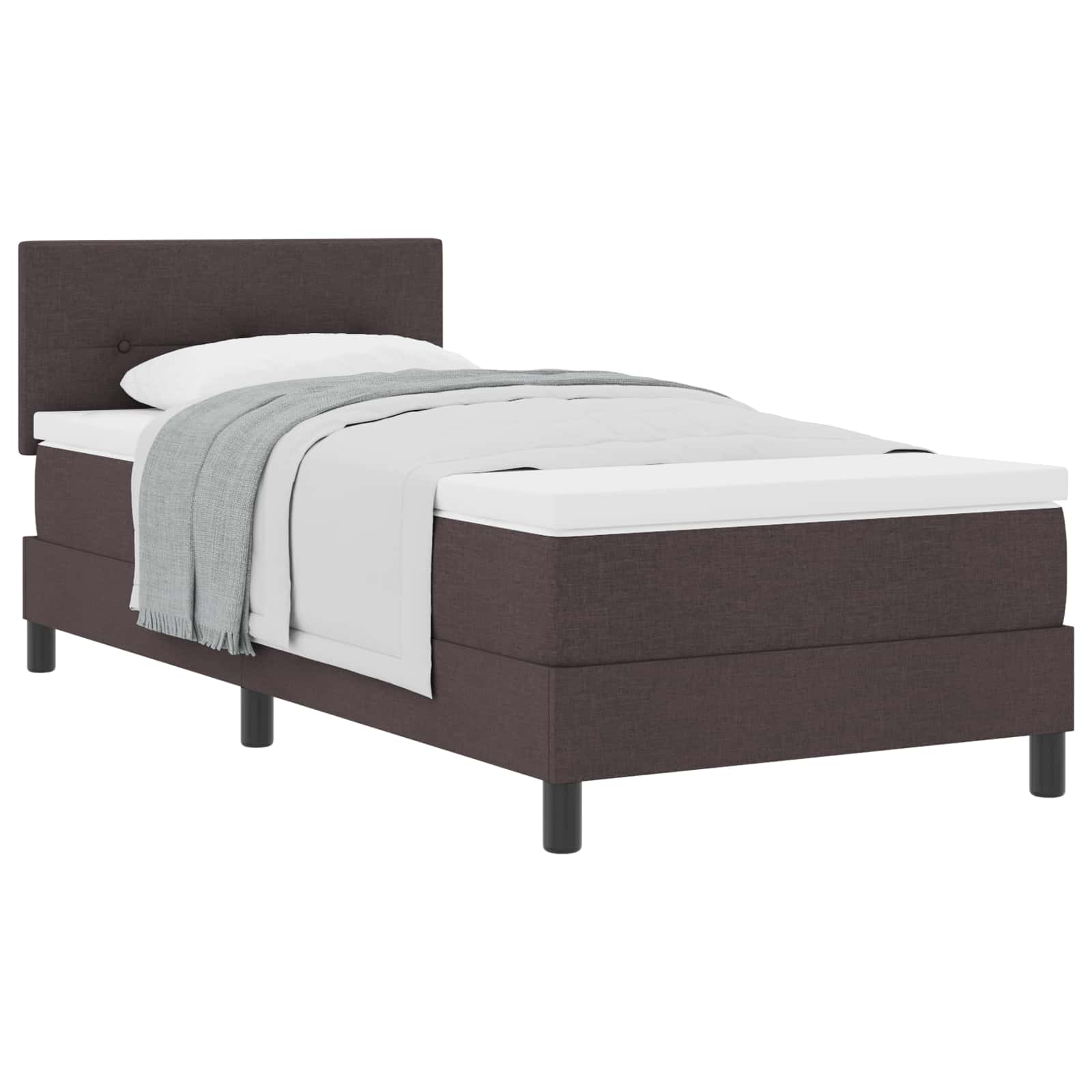 Lit à ressorts avec coussin Marron foncé 90 x 190 cm tissu - XIOS