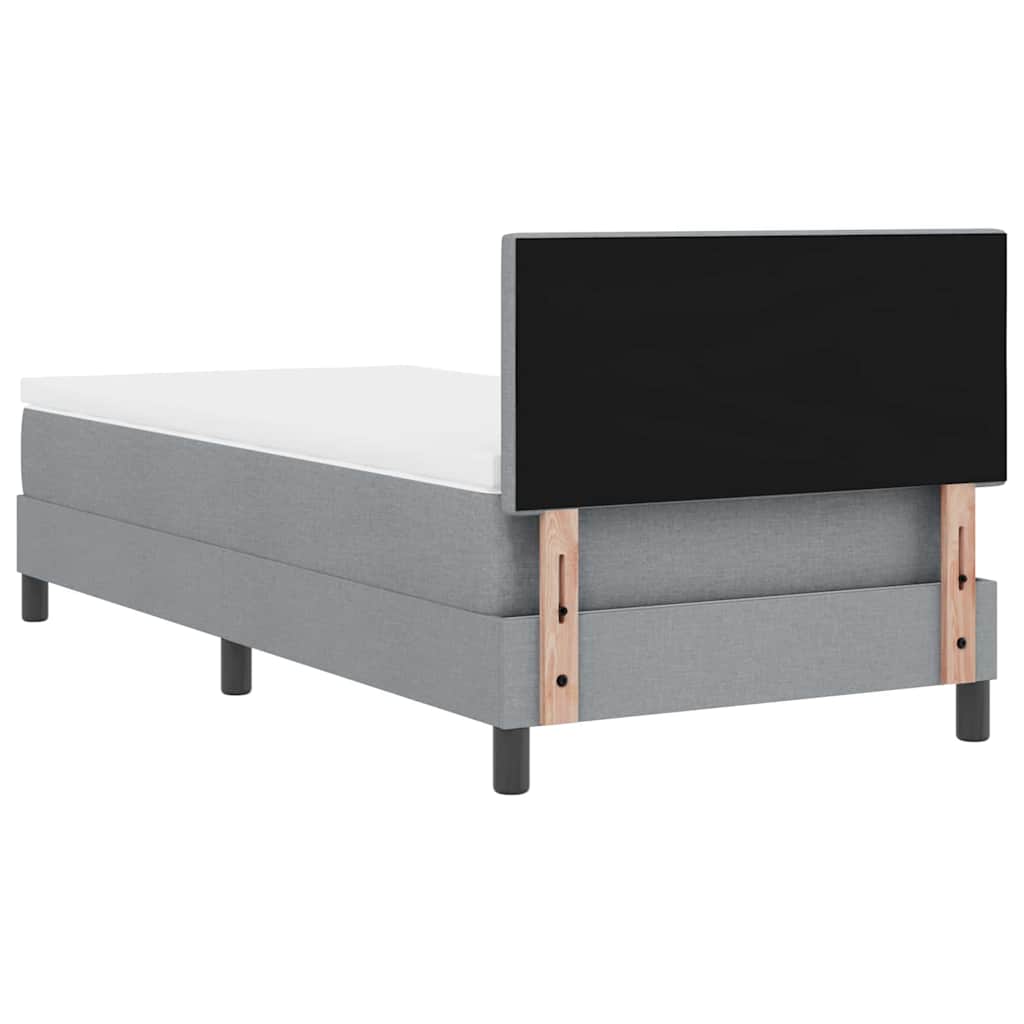 Lit à ressorts avec tête de lit Gris clair 100 x 200 cm tissu
