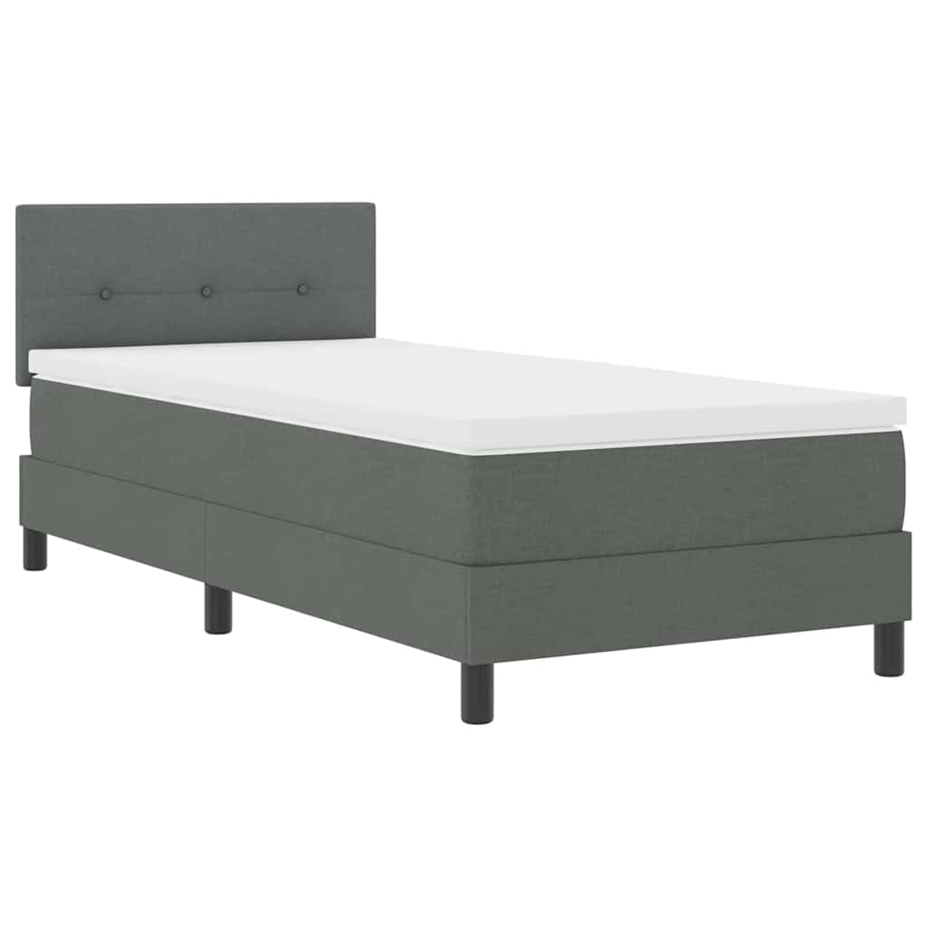 Lit à ressorts avec tête de lit Gris foncé 100 x 200 cm tissu
