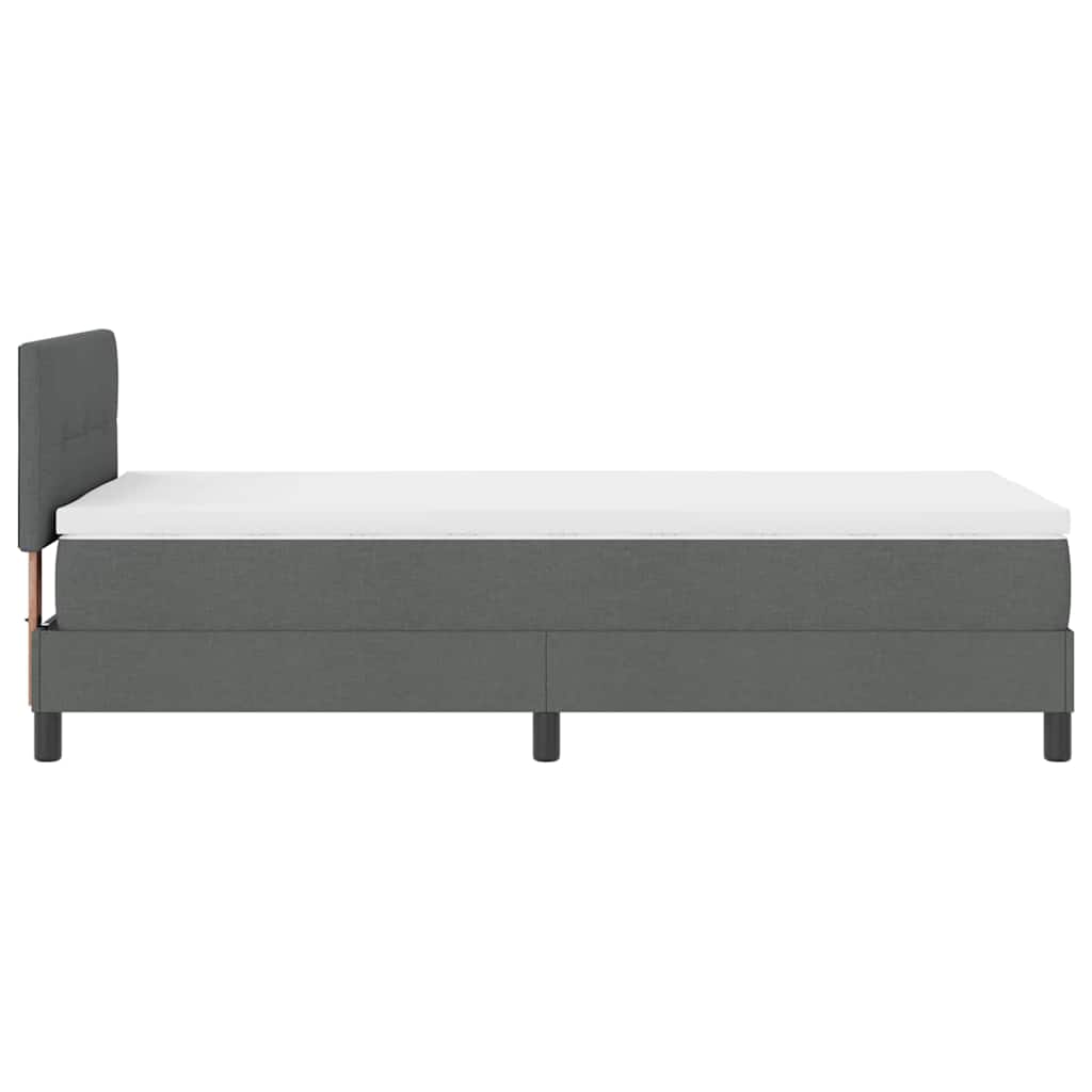 Lit à ressorts avec tête de lit Gris foncé 100 x 200 cm tissu