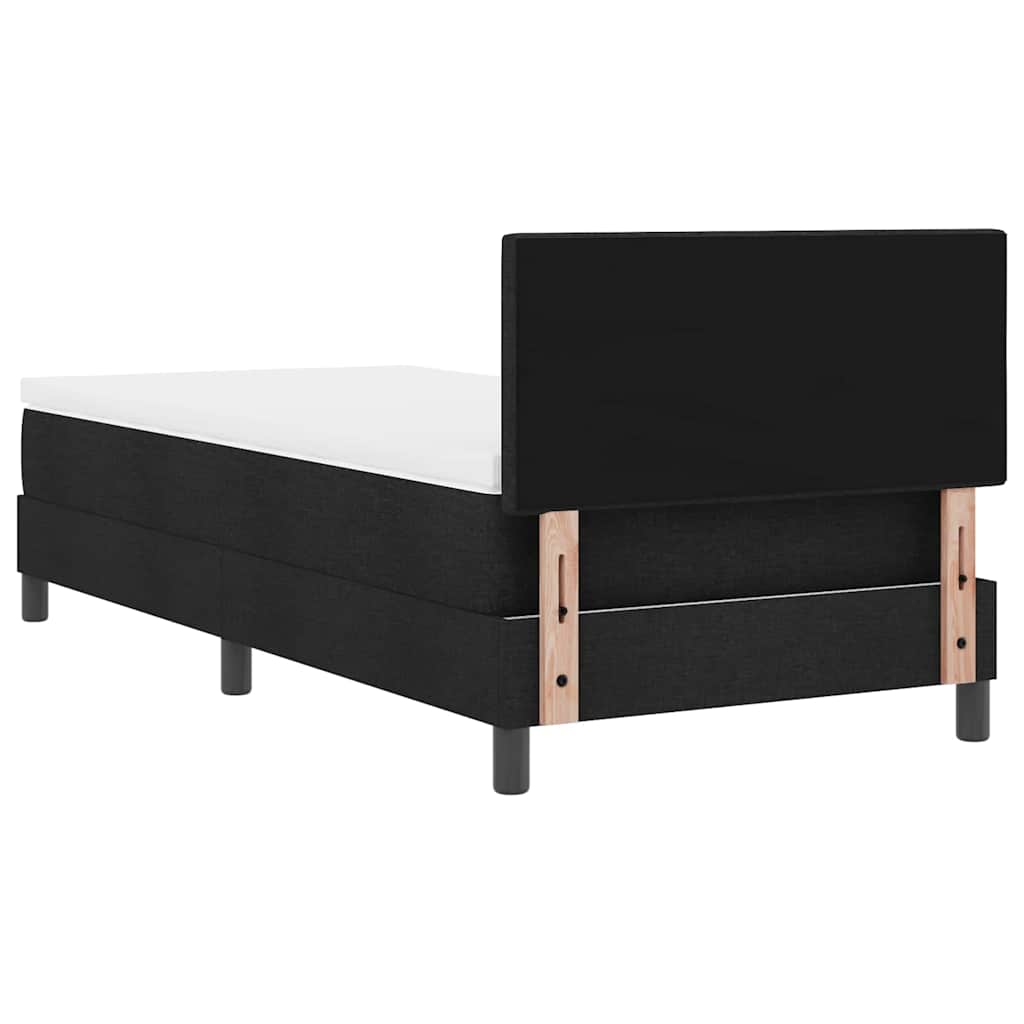 Lit à ressorts avec tête de lit Noir 100 x 200 cm tissu - XIOS