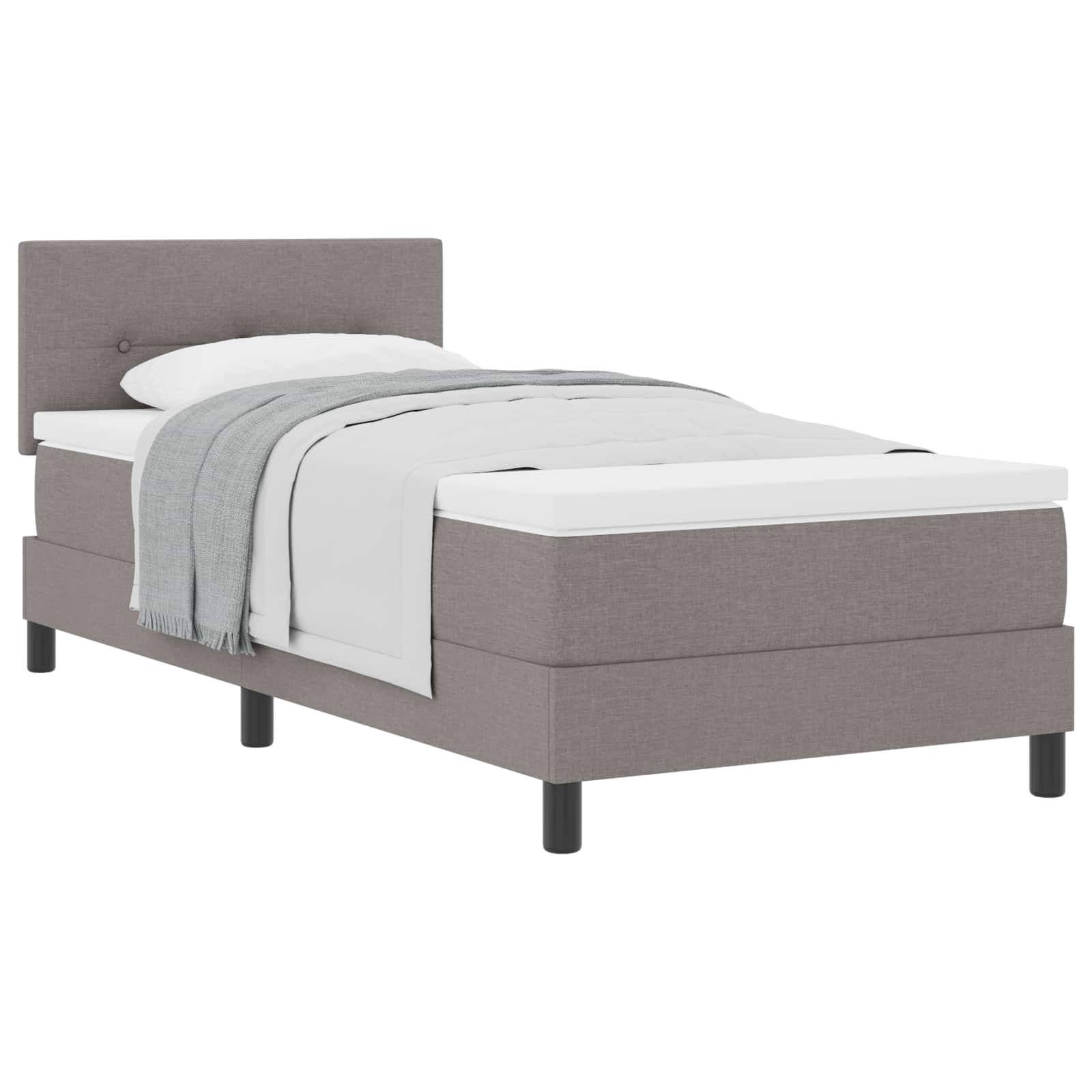 Lit à ressorts avec tête de lit Taupe 100 x 200 cm tissu