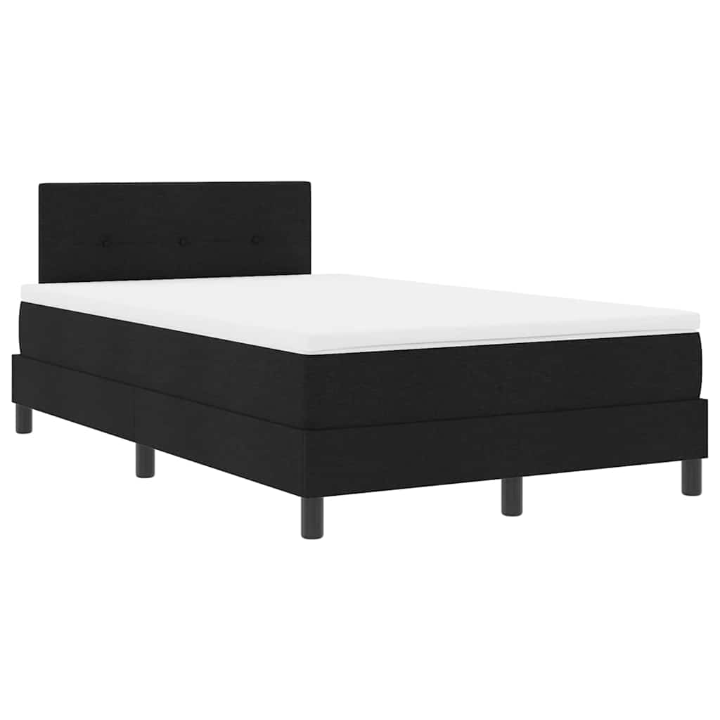 Lit à ressorts avec matelas Noir 120 x 190 cm tissu