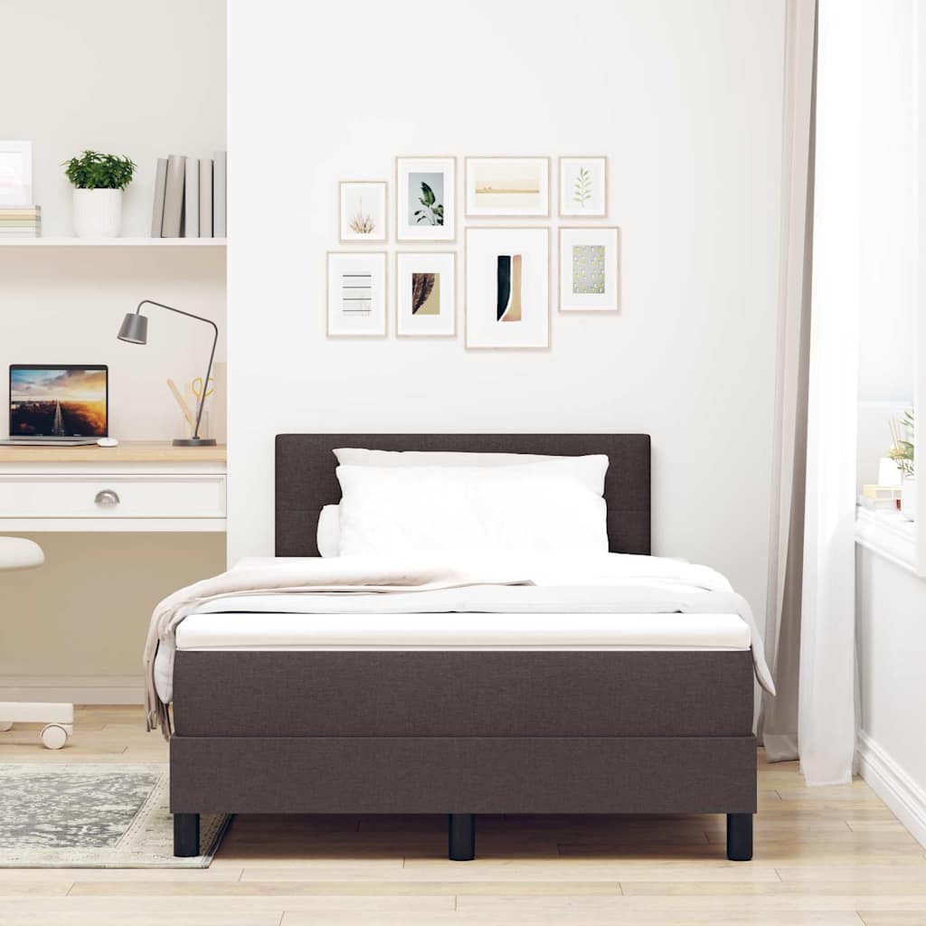 Lit boxspring avec matelas Marron foncé 120 x 190 cm tissu - XIOS