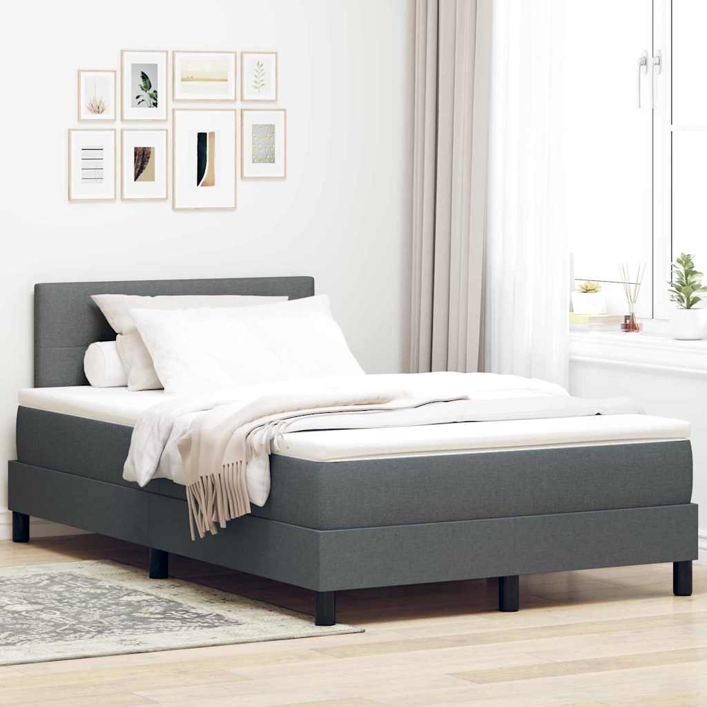 Lit à ressorts avec matelas Gris foncé 120 x 200 cm tissu - XIOS