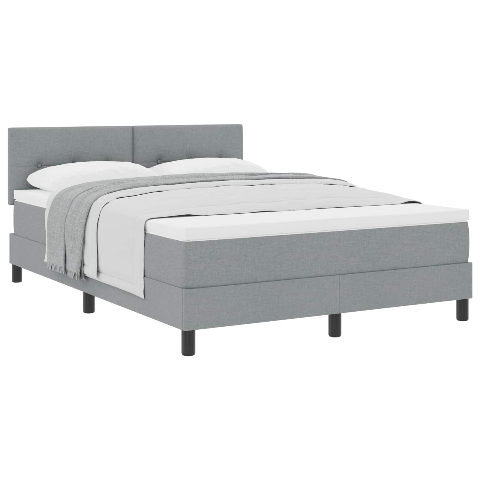 Lit à ressorts avec tête de lit Gris clair 140 x 190 cm tissu - XIOS