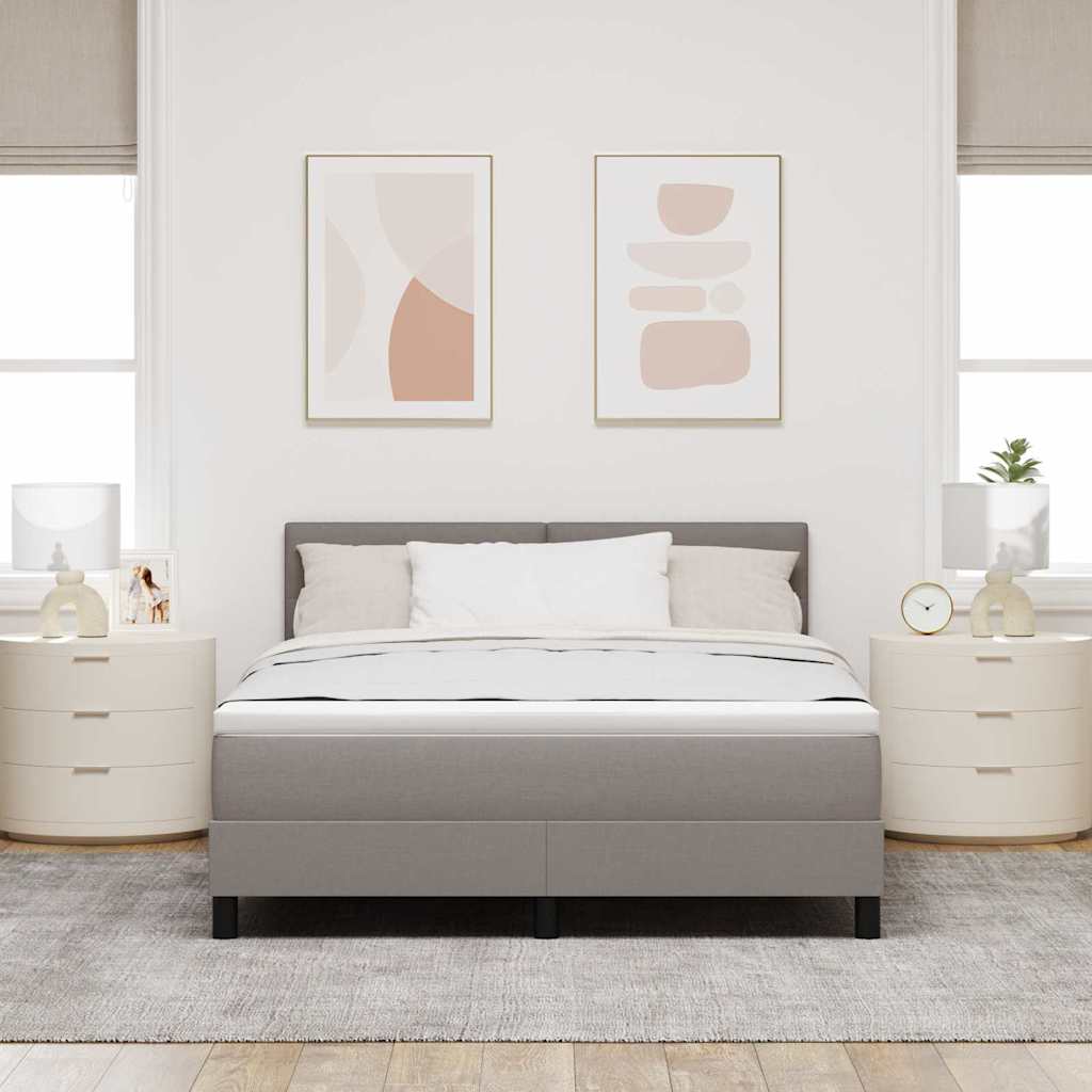 Lit à ressorts avec matelas Taupe 140 x 190 cm tissu - XIOS