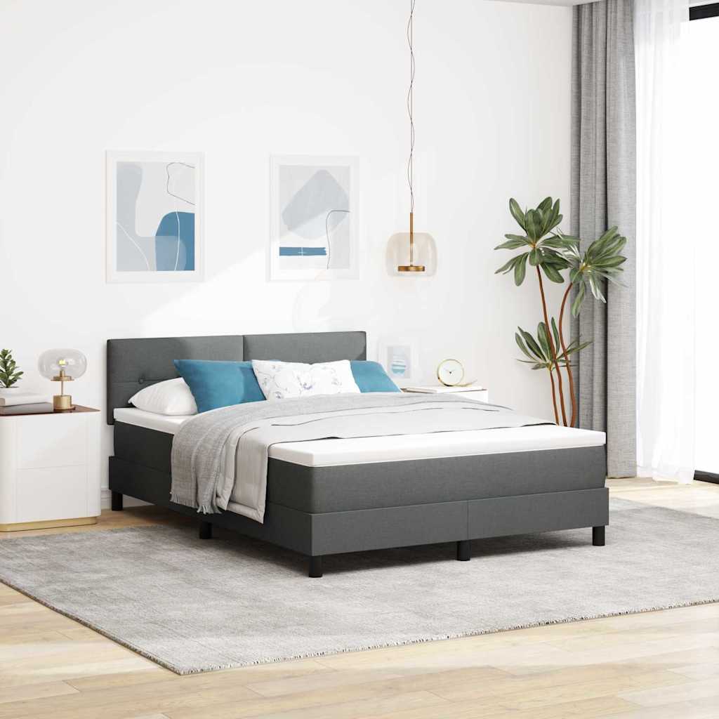 Lit à ressorts avec tête de lit Gris foncé 160 x 200 cm tissu - XIOS