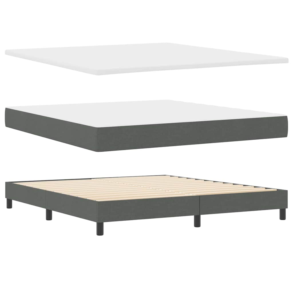 Lit à ressorts avec tête de lit Gris foncé 180 x 200 cm tissu