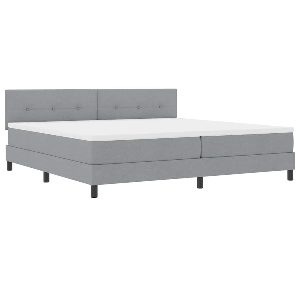 Lit à ressorts avec tête de lit Gris clair 200 x 200 cm tissu