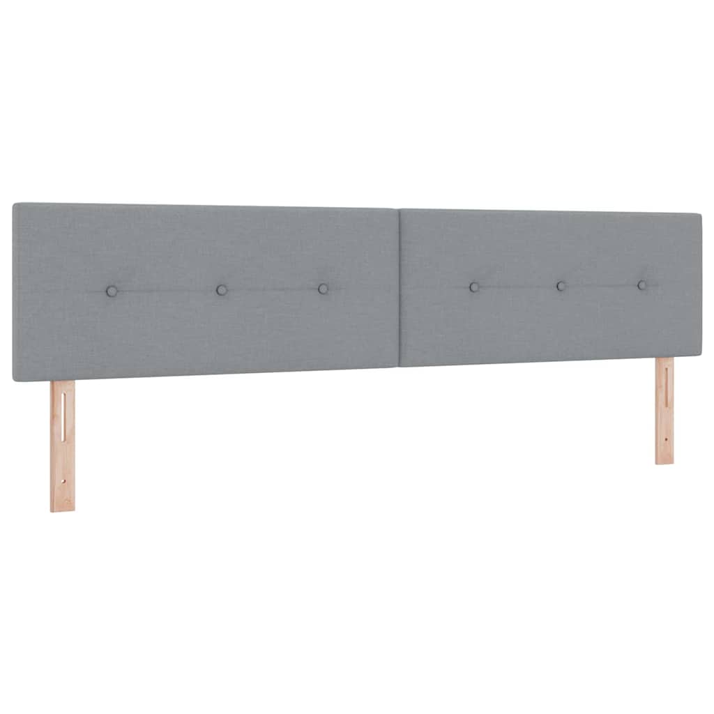Lit à ressorts avec tête de lit Gris clair 200 x 200 cm tissu