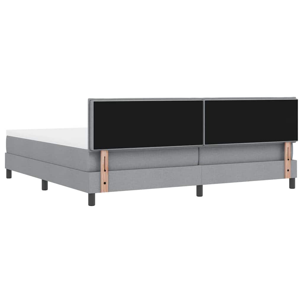 Lit à ressorts avec tête de lit Gris clair 200 x 200 cm tissu