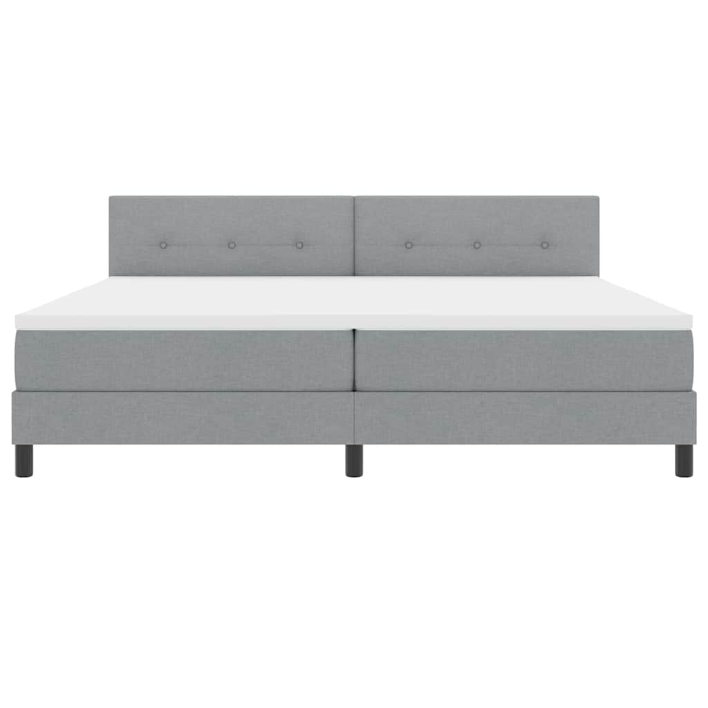 Lit à ressorts avec tête de lit Gris clair 200 x 200 cm tissu