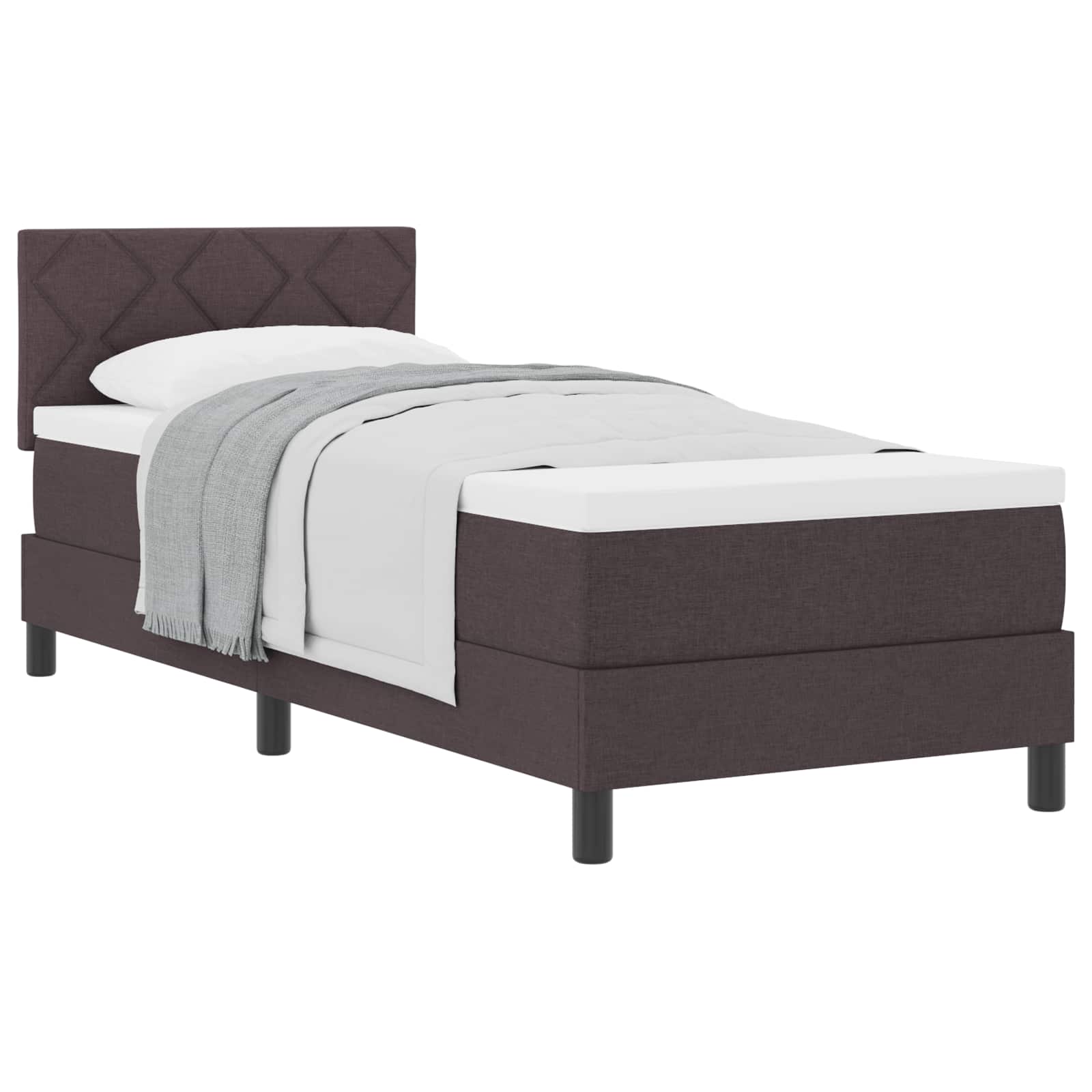 Lit à ressorts avec tête de lit Marron foncé 80 x 200 cm tissu - XIOS