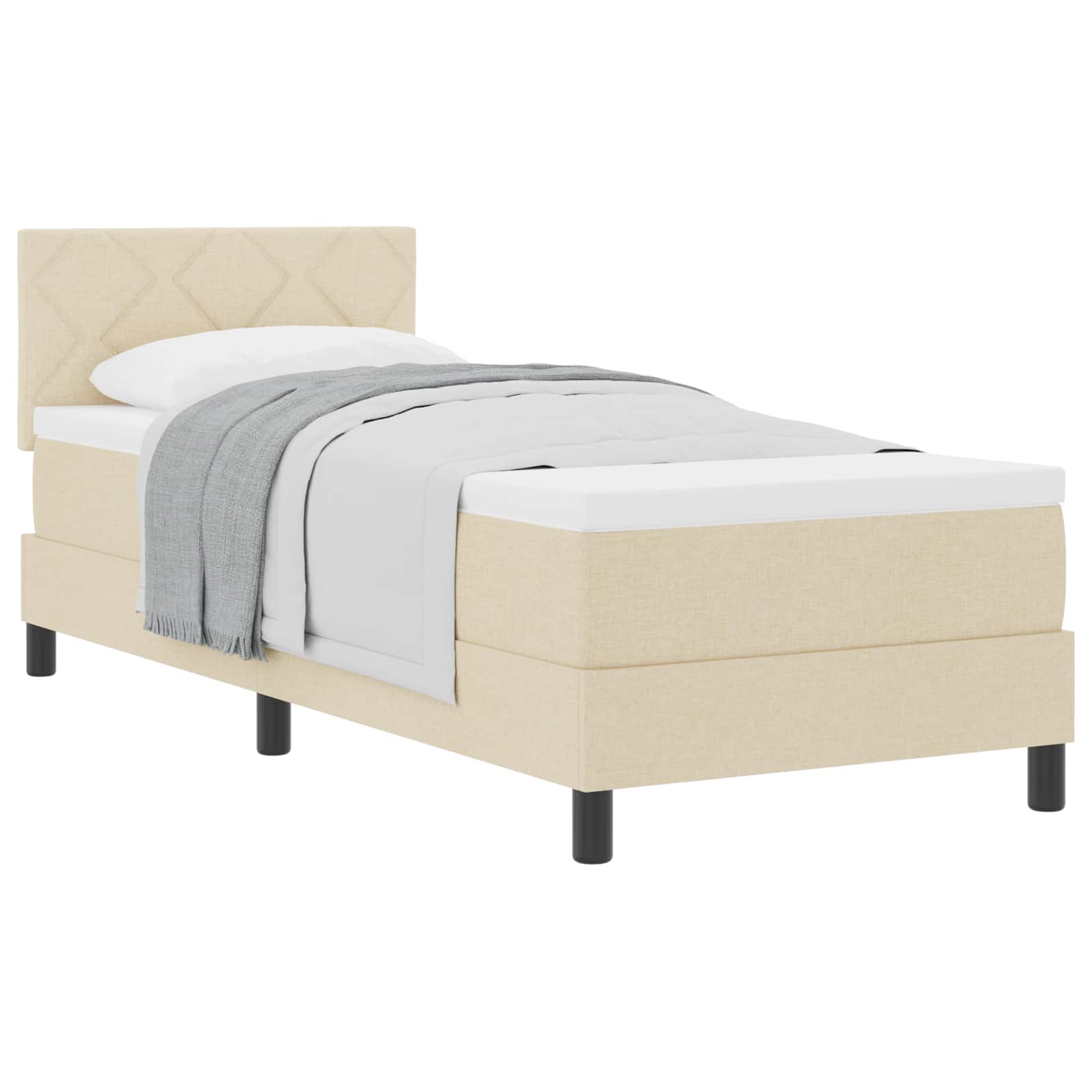 Lit à ressorts avec tête de lit Crème 80 x 200 cm tissu - XIOS