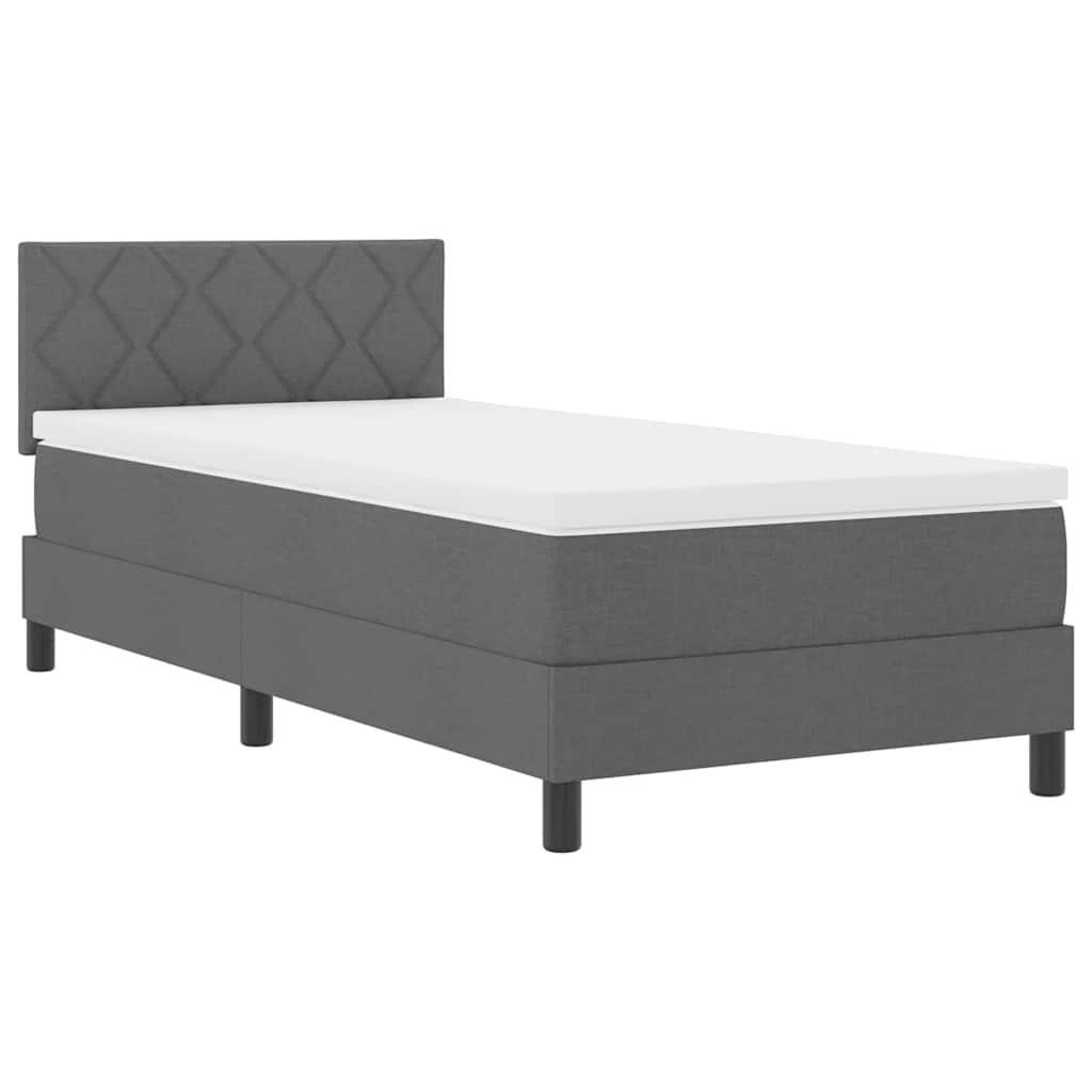 Lit à ressorts avec tête de lit Gris foncé 90 x 200 cm tissu - XIOS