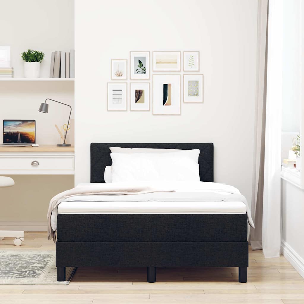 Lit à ressorts avec coussin Noir 120 x 200 cm tissu - XIOS