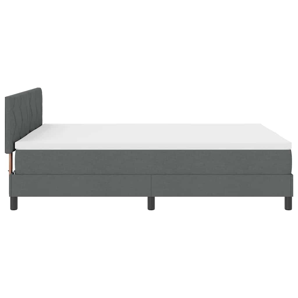 Lit à ressorts avec tête de lit Gris foncé 160 x 200 cm tissu