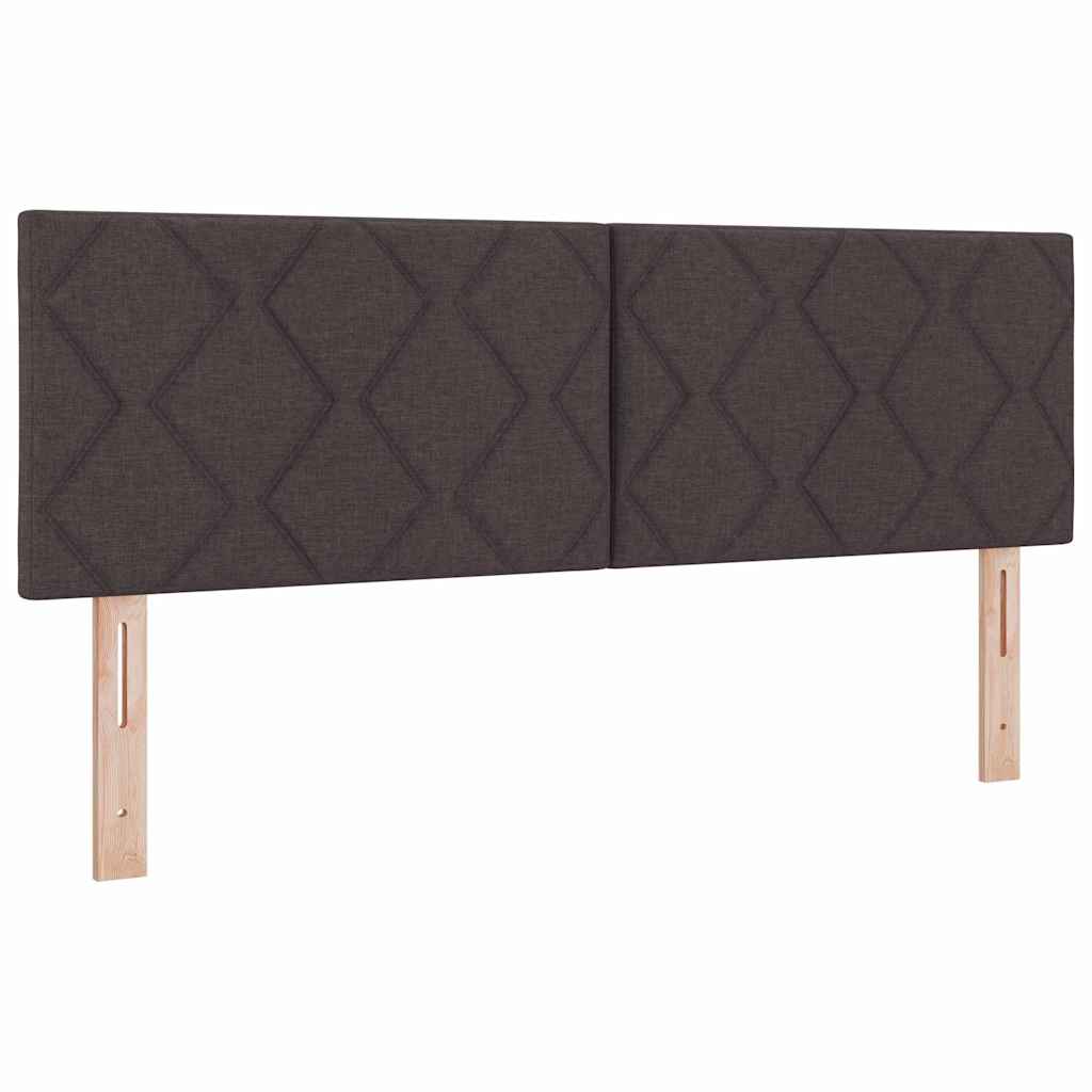 Lit à ressorts avec tête de lit Marron foncé 160 x 200 cm tissu