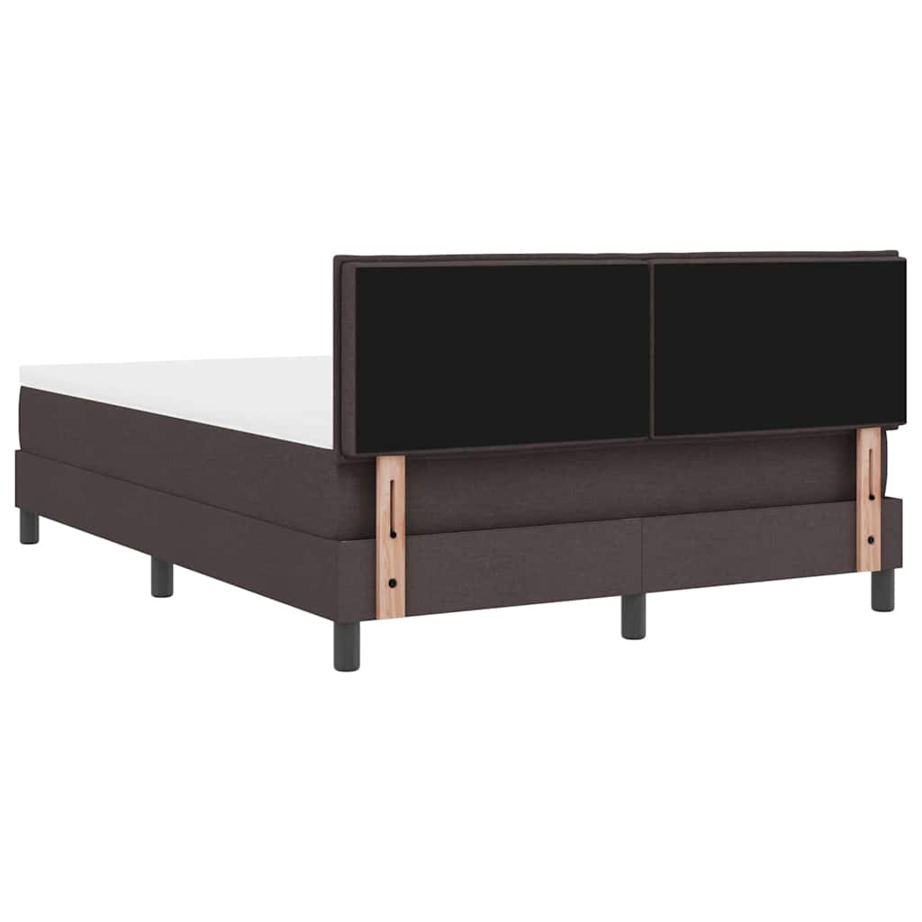 Lit à ressorts avec tête de lit Marron foncé 160 x 200 cm tissu