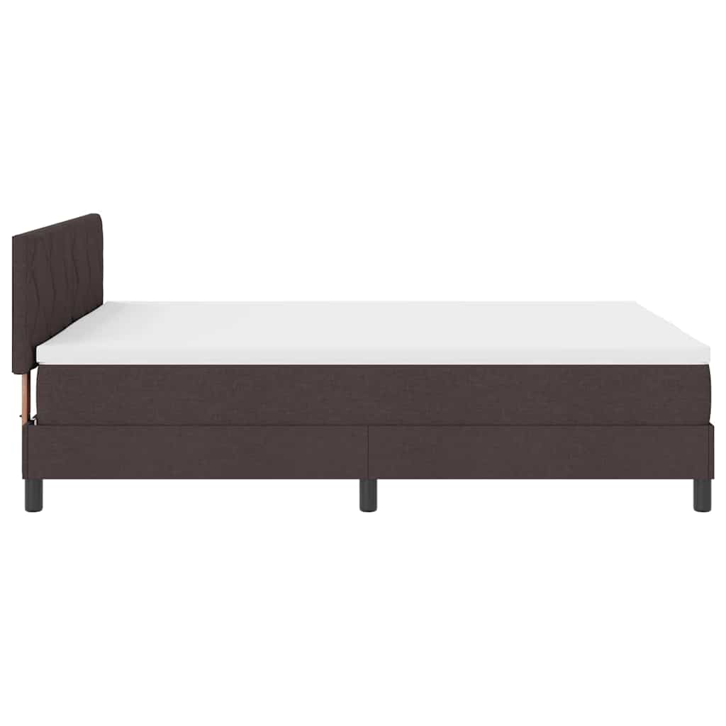 Lit à ressorts avec tête de lit Marron foncé 160 x 200 cm tissu