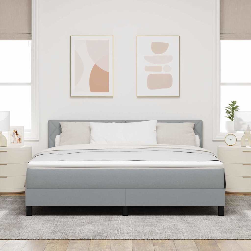 Lit à ressorts avec tête de lit Gris clair 180 x 200 cm tissu