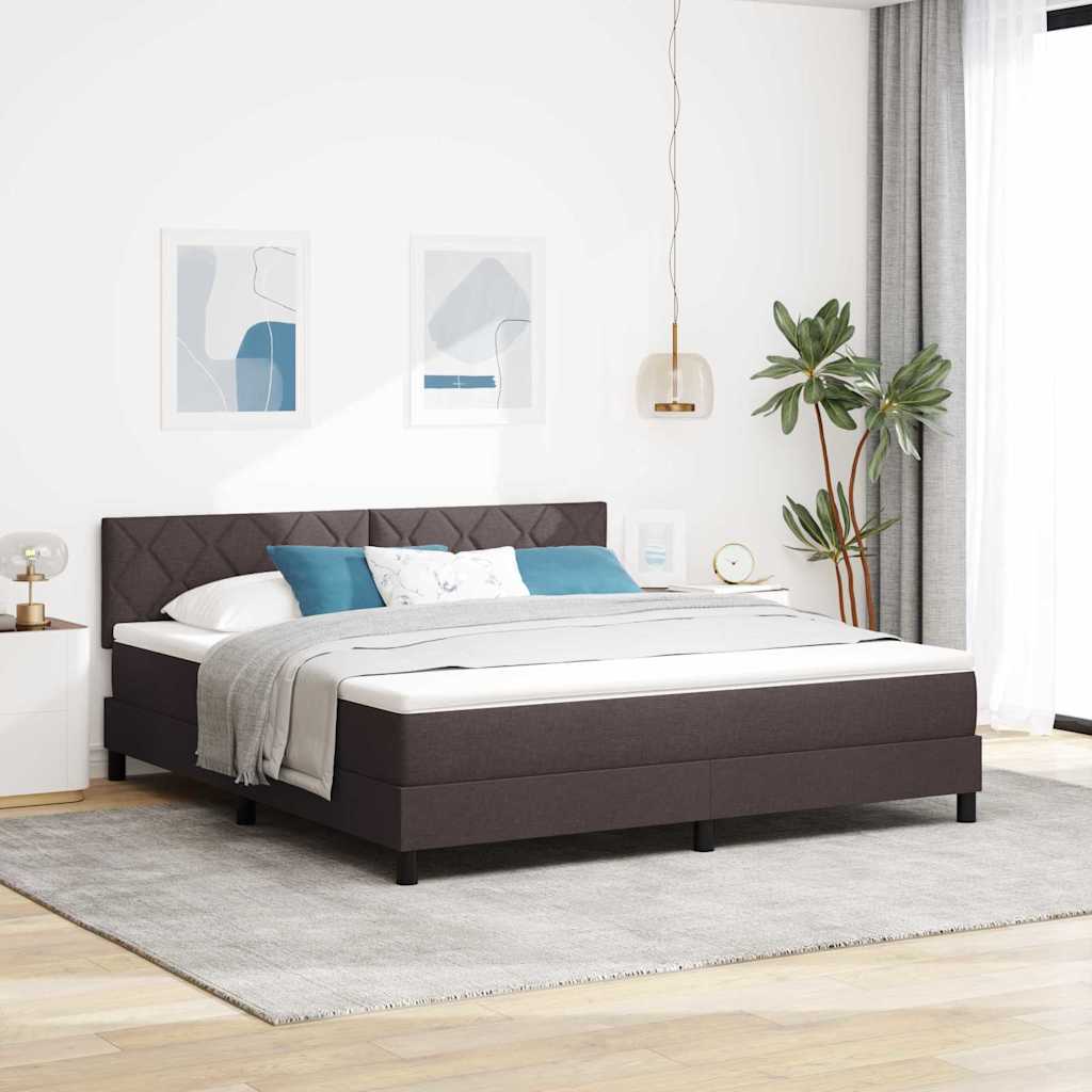 Lit à ressorts avec coussin Marron foncé 180 x 200 cm tissu