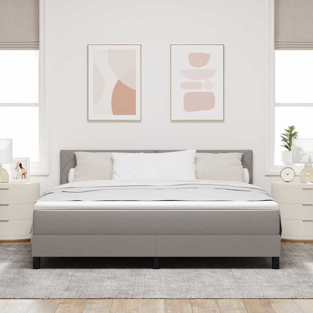 Lit à ressorts avec tête de lit Taupe 180 x 200 cm tissu