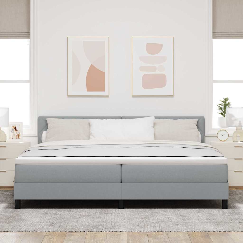 Lit à ressorts avec coussin Gris clair 200 x 200 cm tissu