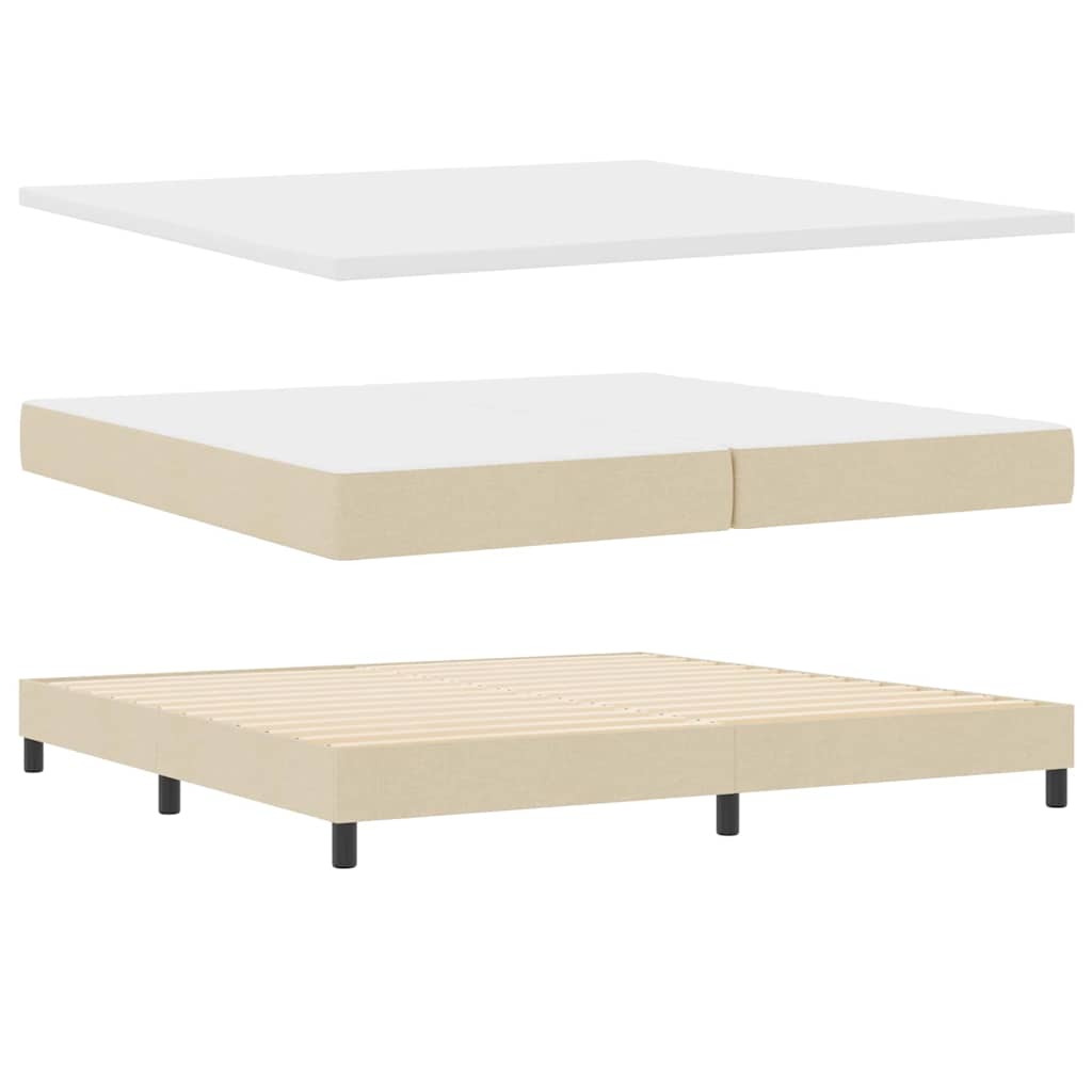 Lit à ressorts avec tête de lit Crème 200 x 200 cm tissu