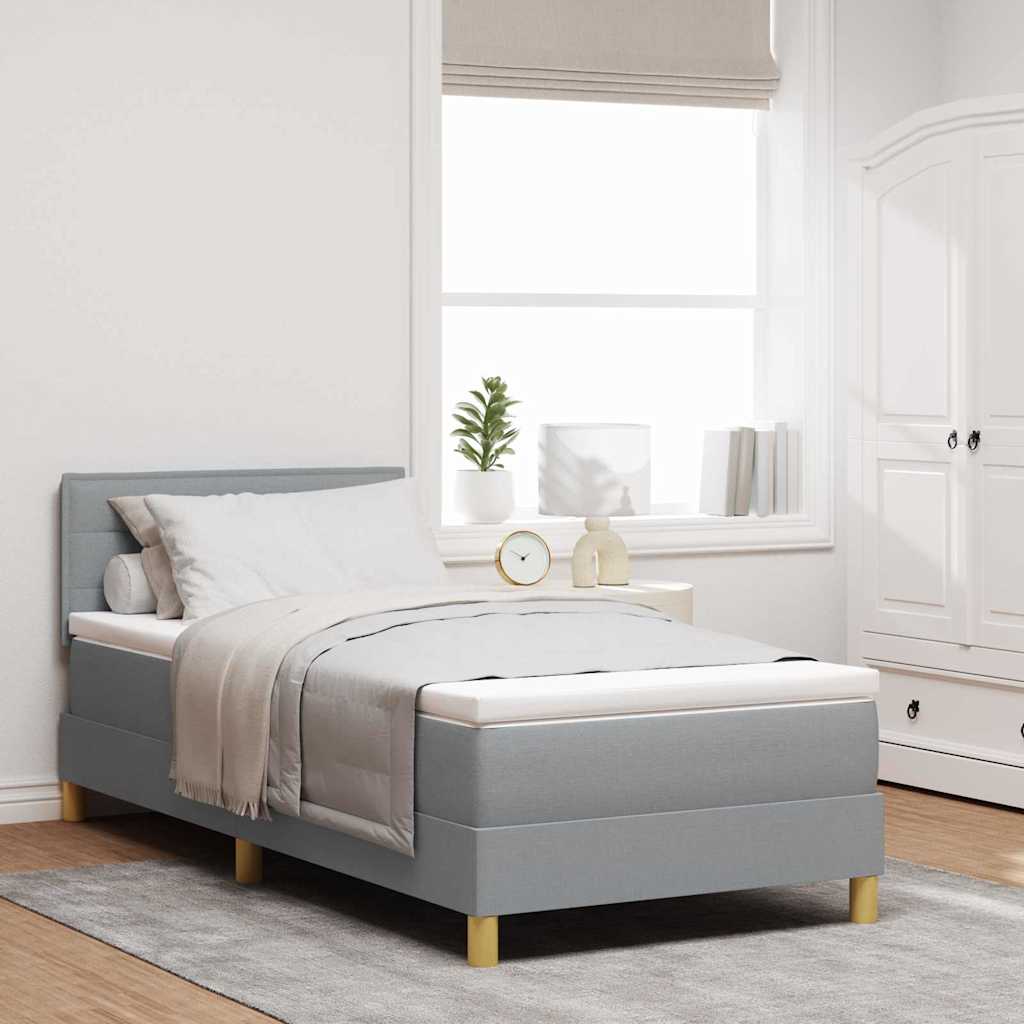 Lit à ressorts avec coussin Gris clair 80 x 200 cm tissu - XIOS