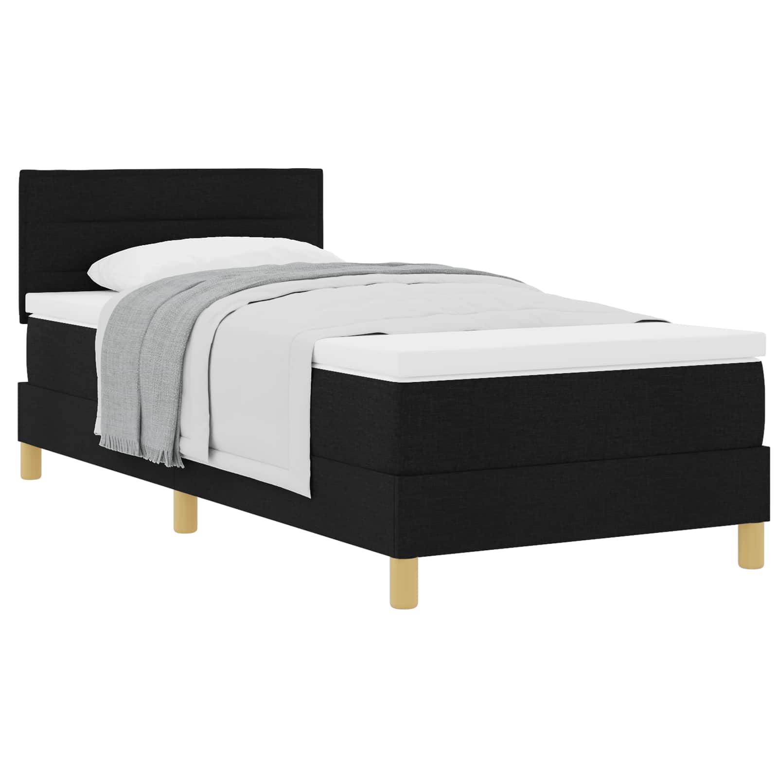 Lit à ressorts avec coussin Noir 90 x 200 cm tissu - XIOS