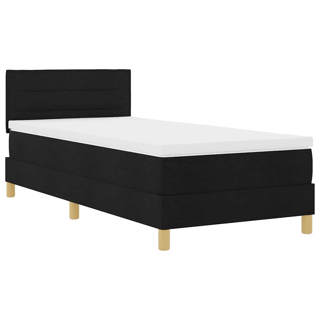 Lit à ressorts avec coussin Noir 90 x 200 cm tissu - XIOS