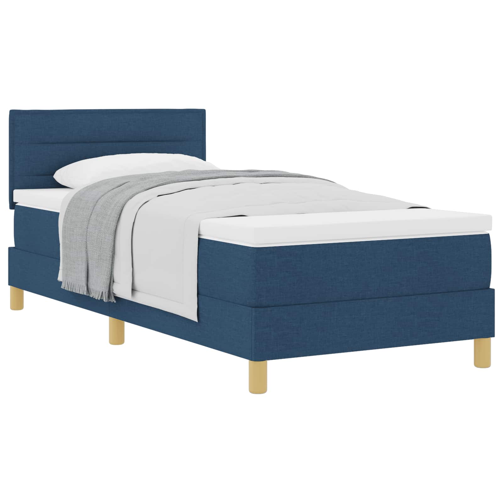 Lit à ressorts avec matelas Bleu 100 x 200 cm tissu - XIOS