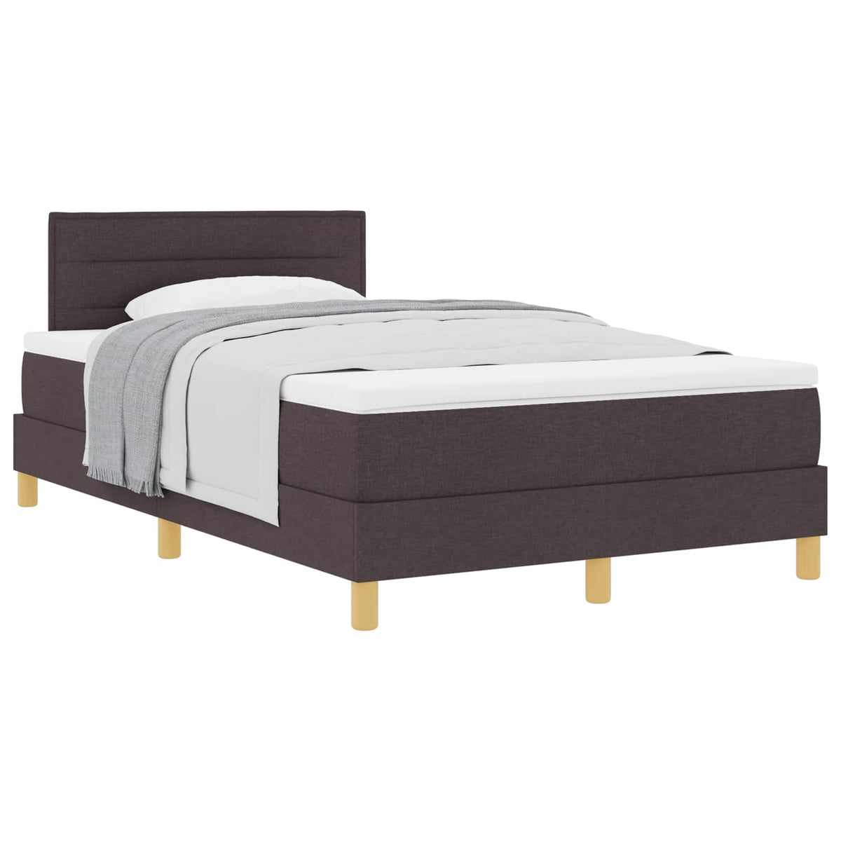 Lit à ressorts avec coussin Marron foncé 120 x 190 cm tissu