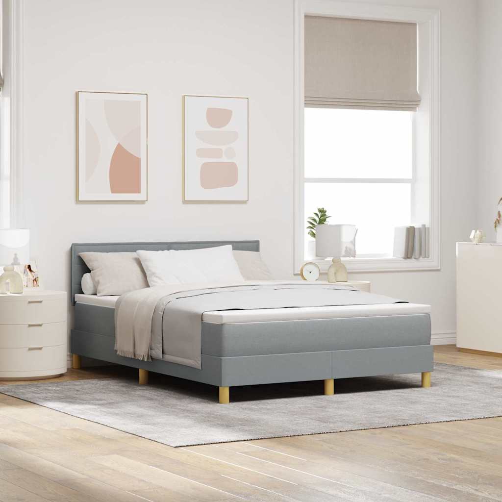 Lit à ressorts avec coussin Gris clair 140 x 190 cm tissu - XIOS