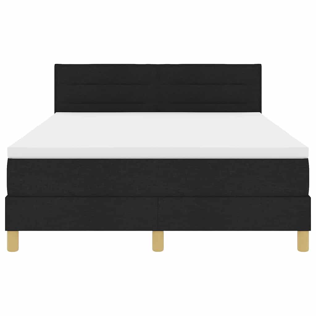 Lit à ressorts avec coussin Noir 140 x 200 cm tissu - XIOS