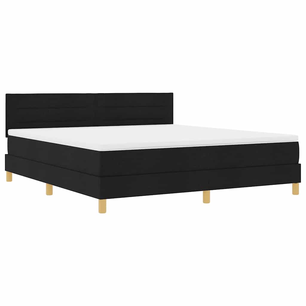 Lit à ressorts avec coussin Noir 180 x 200 cm tissu