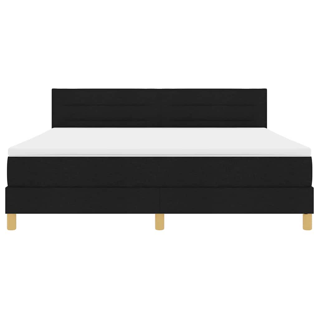 Lit à ressorts avec coussin Noir 180 x 200 cm tissu