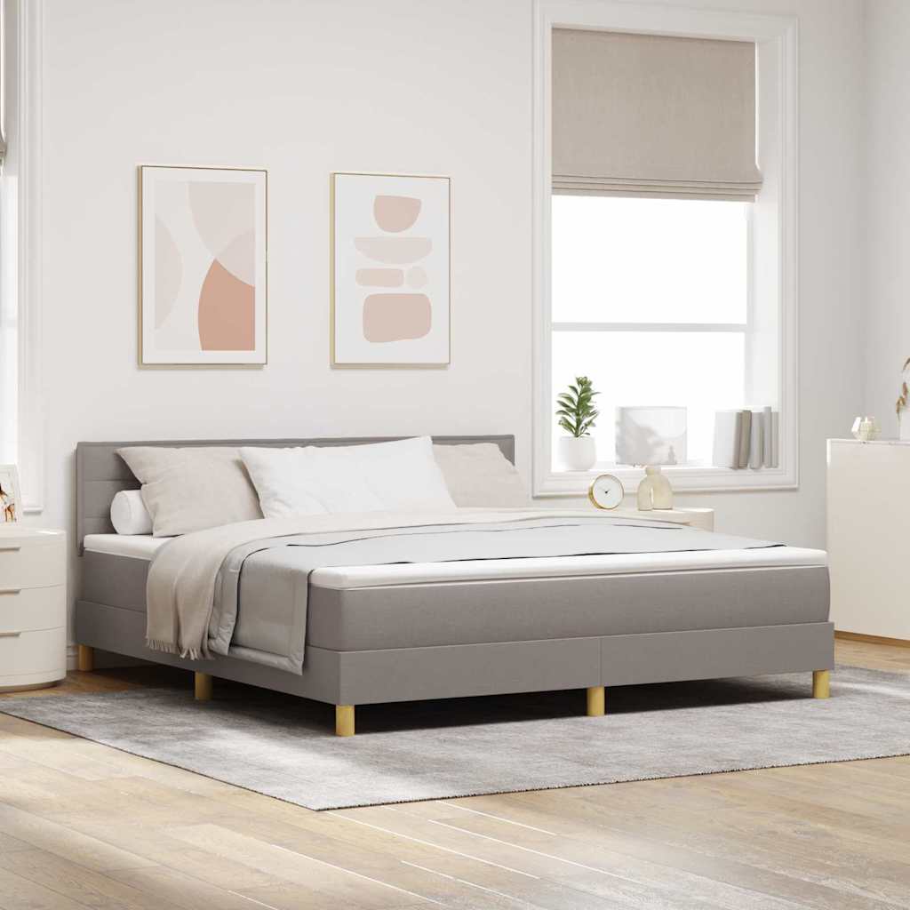 Lit à ressorts avec coussin Taupe 180 x 200 cm tissu