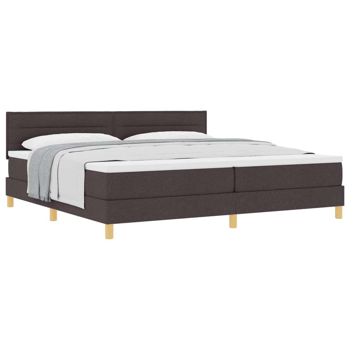 Lit à ressorts avec coussin Marron foncé 200 x 200 cm tissu